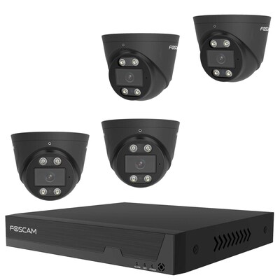 Foscam FN9108E-T4-2T Überwachungsset mit 4 Überwachungskameras schwarz