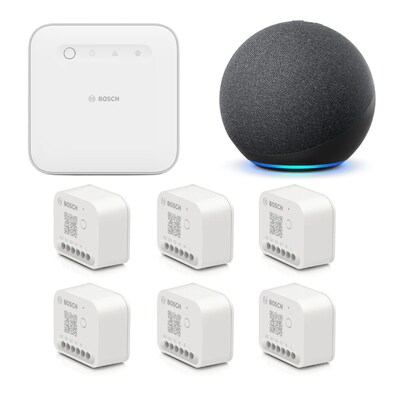 Bosch Smart Home Starter Set Licht-/Rollladensteuerung II • 6xRollladenaktor + Echo Dot (5th) mit Alexa