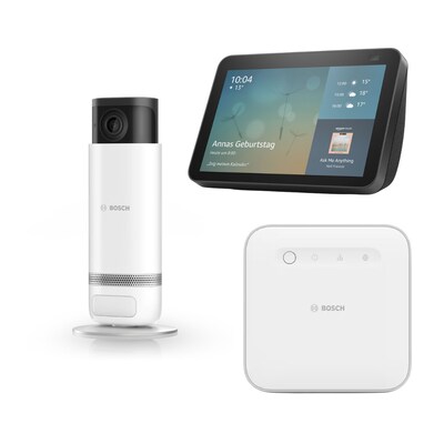 Bosch Smart Home Starter Set Sicherheit • Überwachungskamera Eyes II Indoor + Echo Show 8 mit Alexa