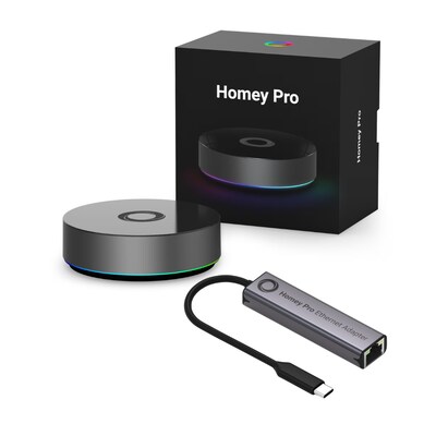 Gateway  günstig Kaufen-Homey Pro Smart-Home-Zentrale Gateway + Ethernet Adapter. Homey Pro Smart-Home-Zentrale Gateway + Ethernet Adapter <![CDATA[• Steuereinheit • Kompatibel zu allen Z-Wave-Komponenten • Einfache Einrichtung & Bedienung per App • WLAN, ZigBee, Z-Wave 