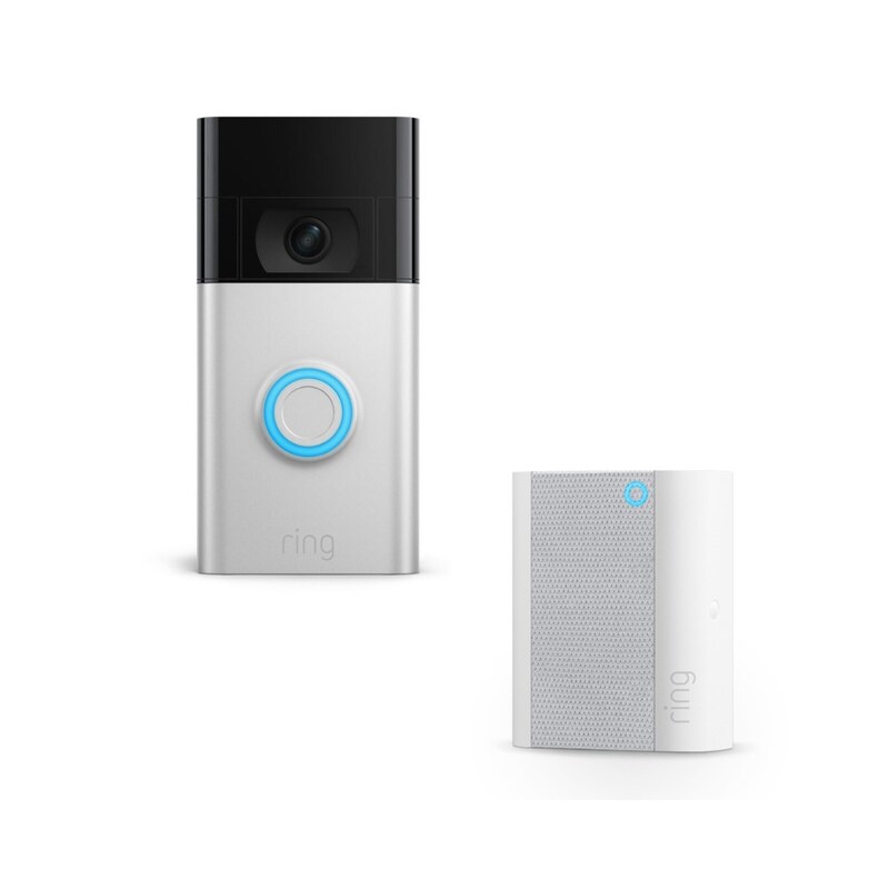 RING Video Doorbell Gen. 2 - Nickel, 1080p HD, Gegensprechfunktion, Türklingel + Chime