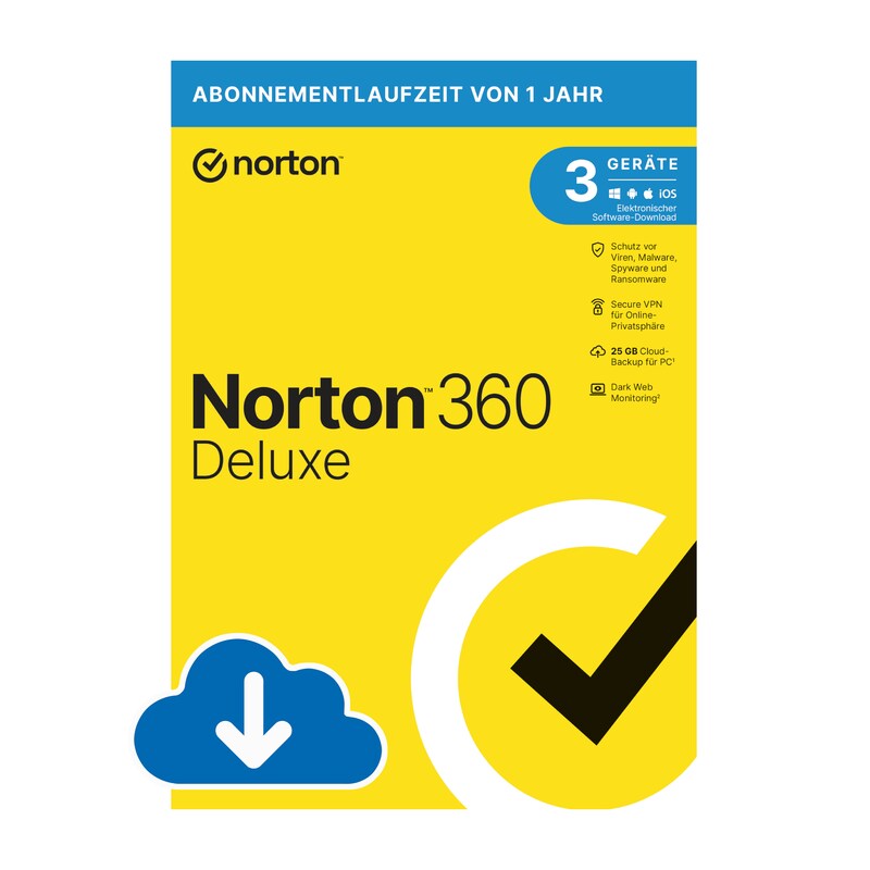 Norton Norton 360 Deluxe | 25GB | 3 Geräte | Download & Produktschlüssel