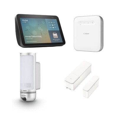 Bosch Smart Home Starter Set Haustür • Überwachungskamera Outdoor • Türkontakt • Echo Show 8 (2nd)