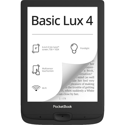 grau aus  günstig Kaufen-PocketBook Basic Lux 4 InkBlack eReader mit 8GB DACH Version. PocketBook Basic Lux 4 InkBlack eReader mit 8GB DACH Version <![CDATA[• Display: 6