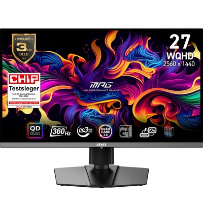 QHD LED günstig Kaufen-MSI MPG 271QRXDE QD-OLED 67cm (26,5") QHD Monitor 16:9 DP/HDMI/USB-C PD90W 360Hz. MSI MPG 271QRXDE QD-OLED 67cm (26,5") QHD Monitor 16:9 DP/HDMI/USB-C PD90W 360Hz <![CDATA[• Energieeffizienzklasse: G • Größe: 67,3 cm (26,5 Zoll) 16:9, Auflö