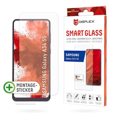 Schutz und günstig Kaufen-DISPLEX Smart Glass Samsung Galaxy A34 5G. DISPLEX Smart Glass Samsung Galaxy A34 5G <![CDATA[• DISPLEX Smart Glass Samsung Galaxy A34 5G • Smart Glass (9H), unzerbrechlich, ultra-dünn, unsichtbar • Effektiver Schutz vor Aufprall und Bruch • Weni