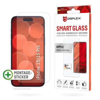 Pro auf günstig Kaufen-DISPLEX Smart Glass iPhone 15/15 Pro. DISPLEX Smart Glass iPhone 15/15 Pro <![CDATA[• DISPLEX Smart Glass iPhone 15/15 Pro • Smart Glass (9H), unzerbrechlich, ultra-dünn, unsichtbar • Effektiver Schutz vor Aufprall und Bruch • Weniger Fett- & Sch