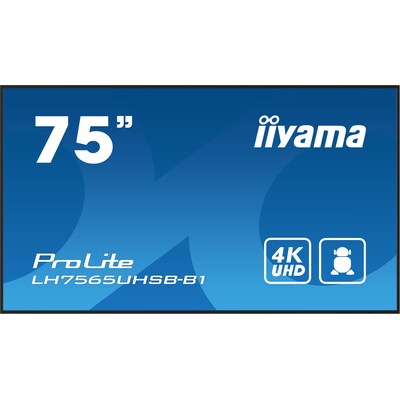 Bild am günstig Kaufen-iiyama ProLite LH7565UHSB-B1 189cm (75") 4K UHD Signage Monitor DP/HDMI/RJ45. iiyama ProLite LH7565UHSB-B1 189cm (75") 4K UHD Signage Monitor DP/HDMI/RJ45 <![CDATA[• Größe: 189cm (75 Zoll), Bildformat: 16:9 • Auflösung: 3.840 x 2.160, HD-St