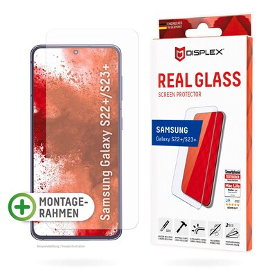 Schutzglas Glas günstig Kaufen-DISPLEX Real Glass Samsung Galaxy S22+/S23+. DISPLEX Real Glass Samsung Galaxy S22+/S23+ <![CDATA[• Displayschutzglas für Samsung Galaxy S22+/ S23+ • Kratzer-resistent dank extrem hartem „tempered Glass“ (10H) • High-Tech Anti-Fingerprint Besch