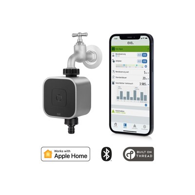 Home EV günstig Kaufen-Eve Aqua - smarte Bewässerungssteuerung Apple HomeKit Thread. Eve Aqua - smarte Bewässerungssteuerung Apple HomeKit Thread <![CDATA[• Autonome Zeitpläne • 7 Bewässerungszeiten/Tag • Bluetooth & Thread • Alle gängigen Schlauchsysteme 