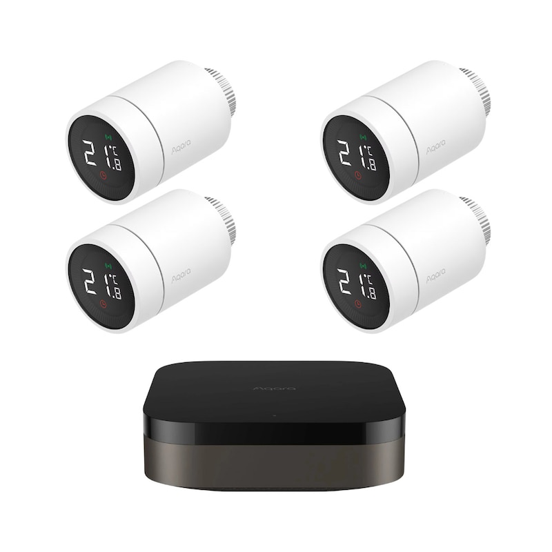 Aqara Hub günstig Kaufen-Aqara Starter Set Smarte Heizung • 4x Thermostat • Hub M3. Aqara Starter Set Smarte Heizung • 4x Thermostat • Hub M3 <![CDATA[• Konnektivität: Thread / Matter / Zigbee / 2.4G - 5G Dual-Band Wi-Fi / Bluetooth • Third-Parties: Ei