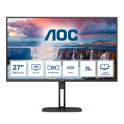 AOC 27V5CE 68,6cm (27") FHD IPS Office Monitor 16:9 HDMI/DP/USB-C PD65W 75Hz 4ms