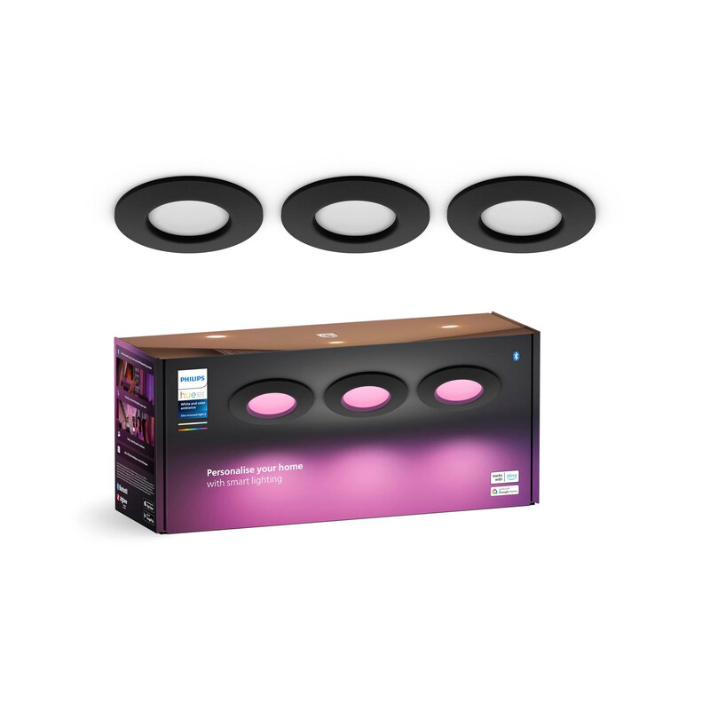 Philips Hue Slim Recessed Spot black 90mm 3er Pack