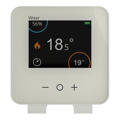 Wiser günstig Kaufen-Wiser Raumthermostat mit Display. Wiser Raumthermostat mit Display <![CDATA[• Angeschlossener Thermostat • Farbe: Weiß • Batterietyp: AA alkalisch 1,5 V • Flexible Raumtemperaturregulung vor Ort auch ohne APP • Abmessungen: 76 x 76 x 25 mm]]>. 