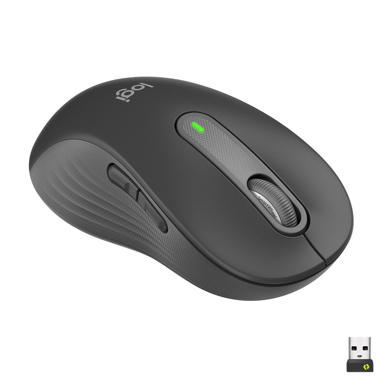 Logitech Signature M650, Grafit Größe L, Linkshänder Bluetooth-Maus, inkl. Logi Bolt Adapter