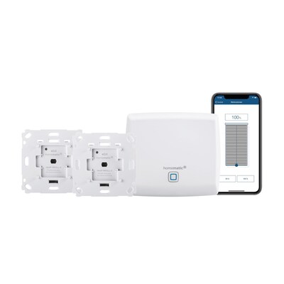 Start in günstig Kaufen-Homematic IP Starter Set für zwei Jalousien & Raffstores mit Access Point. Homematic IP Starter Set für zwei Jalousien & Raffstores mit Access Point <![CDATA[• Unterputzaktor zum Steuern von Jalousien, Rollläden und Markisen • exakt