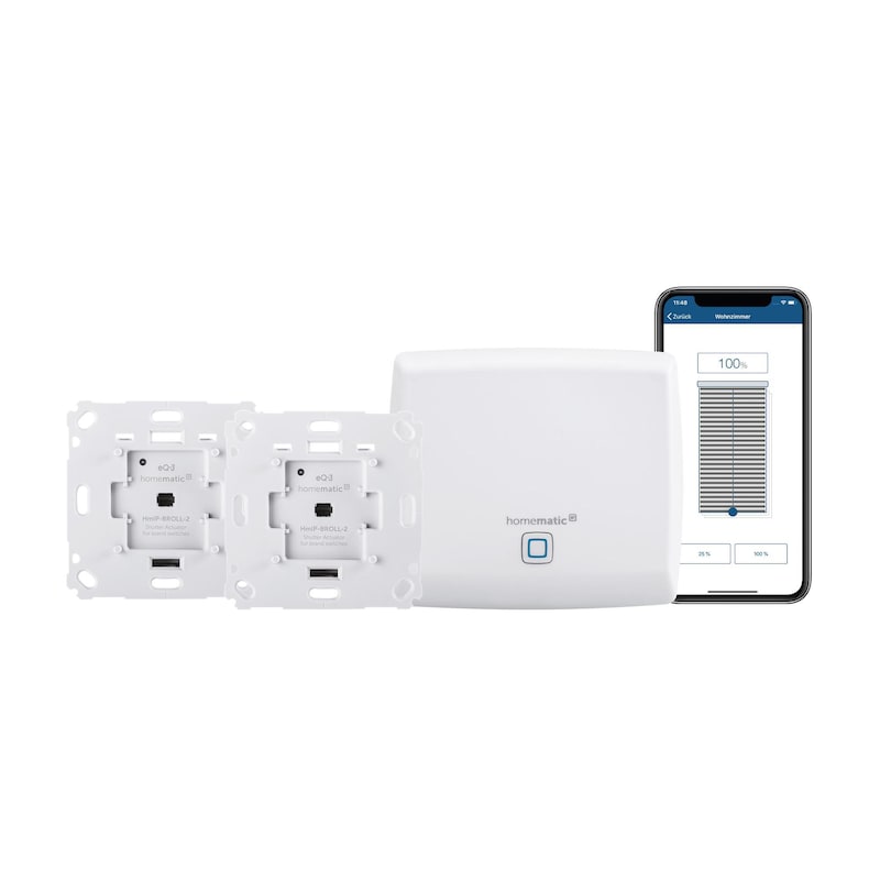 Is On günstig Kaufen-Homematic IP Starter Set Rollladen / Beschattung • 2x Aktor • Access Point. Homematic IP Starter Set Rollladen / Beschattung • 2x Aktor • Access Point <![CDATA[• Unterputzaktor zum Steuern von Rollläden und Markise • Steuerung 