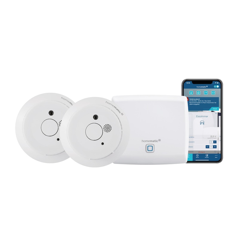 IP 40 günstig Kaufen-Homematic IP Starter Set • 2x Rauchwarnmelder • Access Point. Homematic IP Starter Set • 2x Rauchwarnmelder • Access Point <![CDATA[• Set aus optische Streulicht-Rauchwarnmelder, bis zu 40 RM vernetzbar • 10-Jahres Rauchmelder,