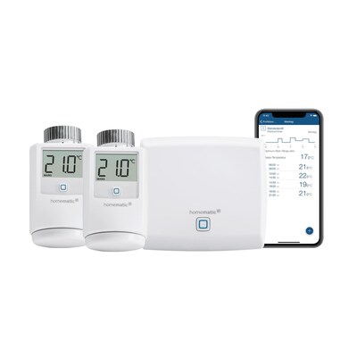 Smartphone günstig Kaufen-Homematic IP Starter Set Smarte Heizung • 2xThermostat HMIP-eTRV/2 • Access Point. Homematic IP Starter Set Smarte Heizung • 2xThermostat HMIP-eTRV/2 • Access Point <![CDATA[• verbindet das Smartphone über die Homematic IP C