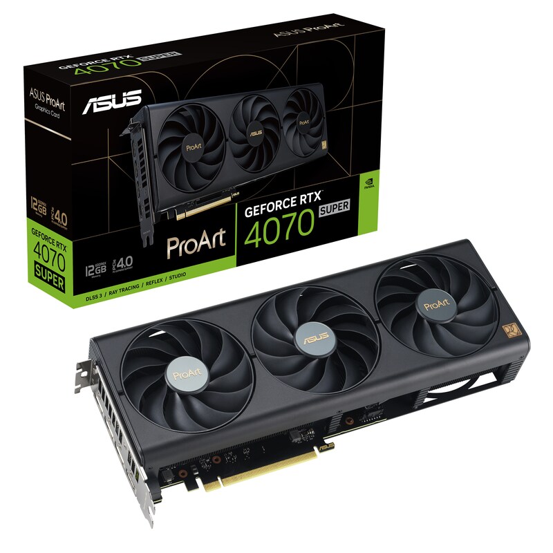 ASUS ProArt GeForce RTX 4070 SUPER Gaming Grafikkarte, 12GB GDDR6X, 1x HDMI, 3x DP