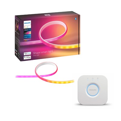 RB M günstig Kaufen-Philips Hue Gradient Ambience Lightstrip 2m Basis + Bridge. Philips Hue Gradient Ambience Lightstrip 2m Basis + Bridge <![CDATA[• LED Streifen für den Innenbereich • Länge: 2m • Schutzart: IP20 • Lichtfarbe: RGBW]]>. 