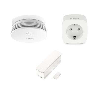 Bosch Smart Home Set • Rauchmelder/Alarmsirene • Smart Plug • Tür-/Fensterkontakt