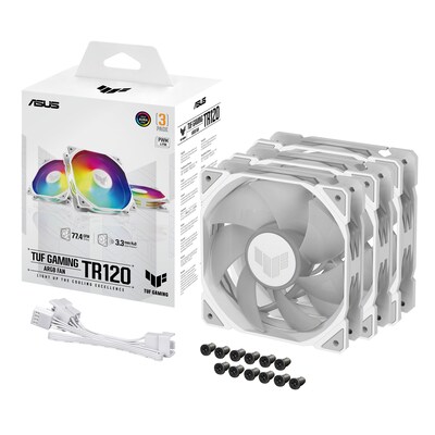 ASUS TUF GAMING TR120 ARGB 3x Gehäuselüfter weiß, 120 mm, PWM