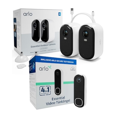 14 N günstig Kaufen-Arlo Essential 2 2K Outdoor Kamera außen - 2er Set weiß + Doorbell. Arlo Essential 2 2K Outdoor Kamera außen - 2er Set weiß + Doorbell <![CDATA[• Einfache Installation • Auflösung: 2560 x 1440 Pixel • Echtzeitgespräche • Leis