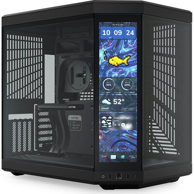 Rot+Schwarz günstig Kaufen-HYTE Y70 Touch Infinite Pitch Black ATX Midi Tower Gaming Gehäuse schwarz Seitenfenster. HYTE Y70 Touch Infinite Pitch Black ATX Midi Tower Gaming Gehäuse schwarz Seitenfenster <![CDATA[• ATX Touch Gaming Gehäuse, Midi Tower mit Seitenfenster