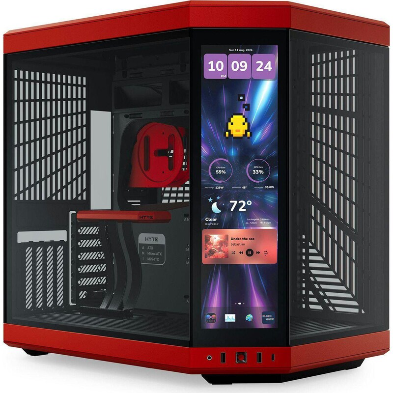 HYTE Y70 Touch Infinite Black Cherry ATX Midi Tower Gaming Gehäuse rot/schwarz Seitenfenster