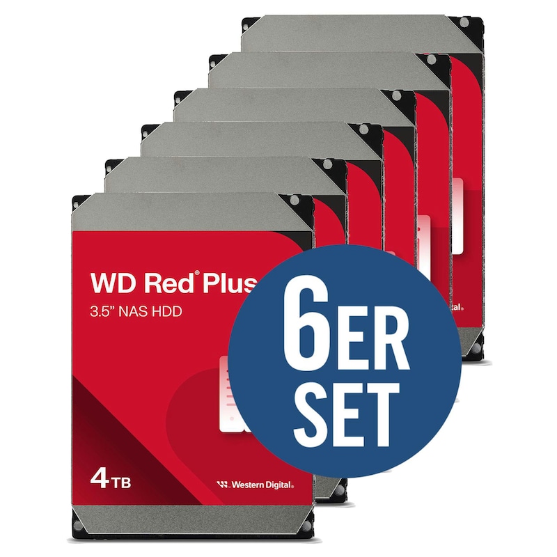 Zoll/70cm günstig Kaufen-WD Red Plus 6er Set WD40EFPX - 4 TB 5400 rpm 256 MB 3,5 Zoll SATA 6 Gbit/s CMR. WD Red Plus 6er Set WD40EFPX - 4 TB 5400 rpm 256 MB 3,5 Zoll SATA 6 Gbit/s CMR <![CDATA[• 4 TB (256 MB Cache) • 5.400 U/min • 3,5 Zoll • SATA 6 Gbit/s • NAS: Leise, stromspare