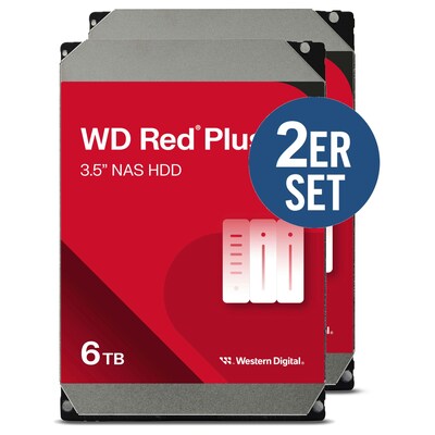 ca 25 günstig Kaufen-WD Red Plus 2er Set WD60EFPX - 6 TB 5640 rpm 256 MB 3,5 Zoll SATA 6 Gbit/s CMR. WD Red Plus 2er Set WD60EFPX - 6 TB 5640 rpm 256 MB 3,5 Zoll SATA 6 Gbit/s CMR <![CDATA[• 6 TB (256 MB Cache) • 5.640 U/min • 3,5 Zoll • SATA 6 Gbit/s • NAS: Leise, 