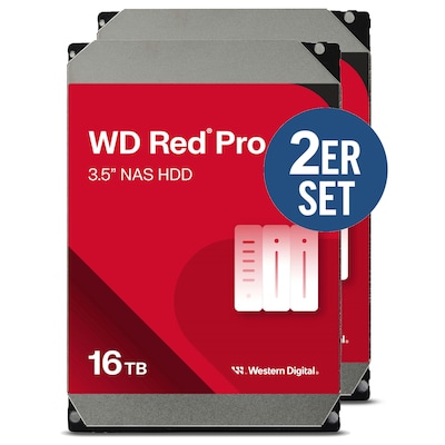 Zoll SATA günstig Kaufen-WD Red Pro 2er Set WD161KFGX - 16 TB 7200 rpm 512 MB 3,5 Zoll SATA 6 Gbit/s CMR. WD Red Pro 2er Set WD161KFGX - 16 TB 7200 rpm 512 MB 3,5 Zoll SATA 6 Gbit/s CMR <![CDATA[• 16 TB (512 MB Cache) • 7.200 U/min • 3,5 Zoll • SATA 6 Gbit/s • NAS: Leis