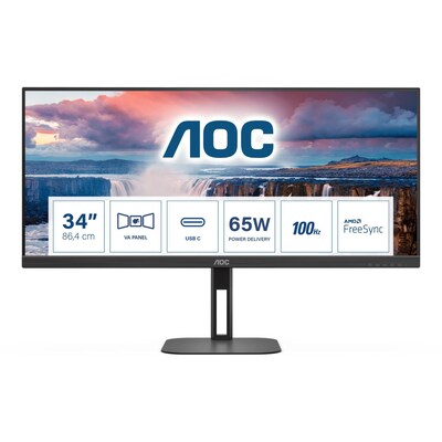 Image of AOC U34V5C 86,4cm (34") UWQHD VA Office Monitor 21:9 HDMI/DP/USB-C PD65W 100Hz