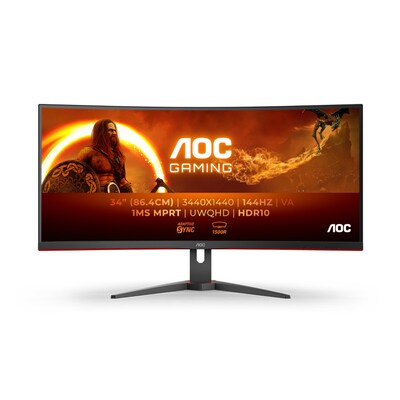 AOC CU34G2XE 86,4cm (34") WQHD VA Gaming Monitor 21:9 HDMI/DP 144Hz 1ms FreeSync HDR10