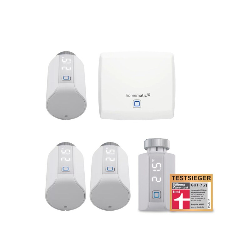 Home 2 günstig Kaufen-Homematic IP Starter Set Smarte Heizung Premium • 4xThermostat Evo • Access Point. Homematic IP Starter Set Smarte Heizung Premium • 4xThermostat Evo • Access Point <![CDATA[• Sehr leiser Antrieb für den Einsatz in Schlafräumen