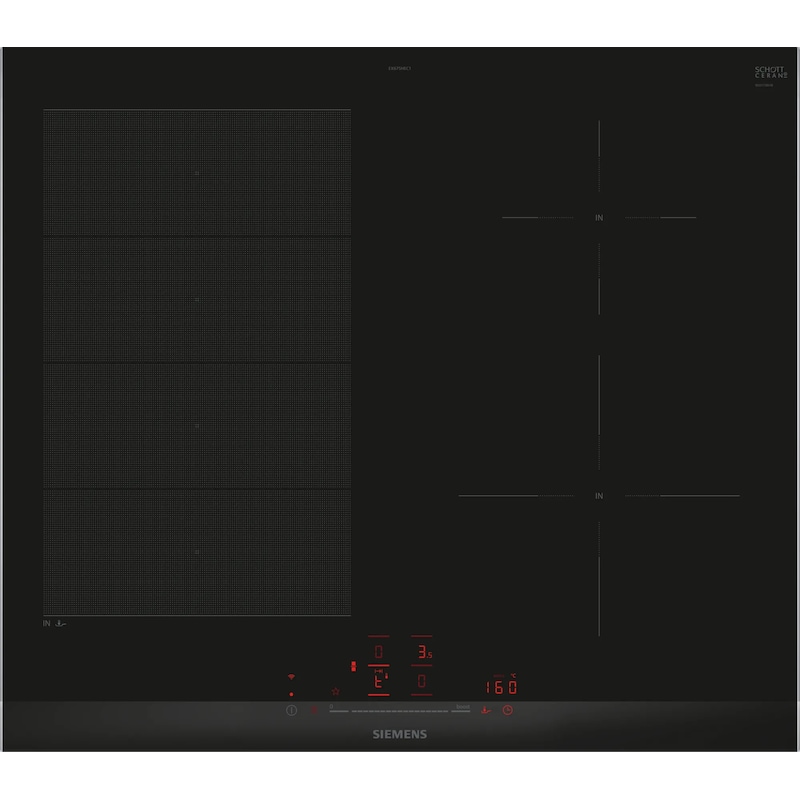 Siemens EX675HEC1E iQ700 Induktionskochfeld 60 cm Schwarz, Mit Rahmen aufliegend