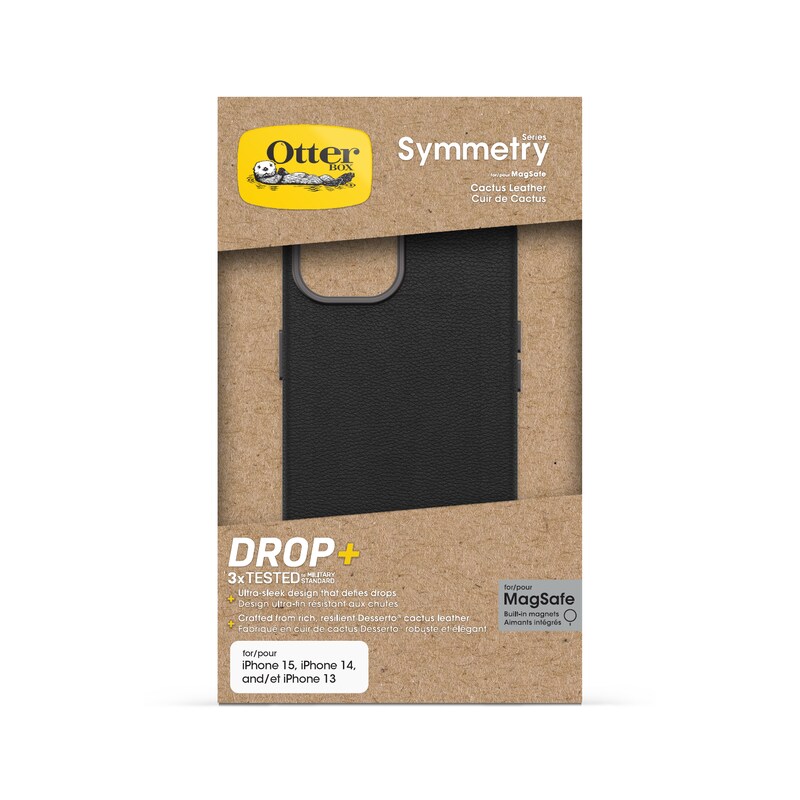 OtterBox Symmetry Cactus Leather iPhone 15/14/13 Noir Ash black