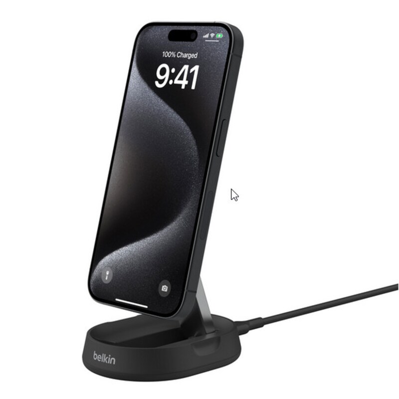 Belkin BoostCharge Pro Qi2 verstellbare kabellose magnetische Ladestation mit Qi2 (15 W) schwarz