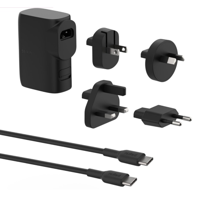 Belkin BOOST CHARGE Hybrid Dual USB-C/USB/A-Ladegerät (25 W) 5K-Powerbank, UK, EU, US, AU, schwarz