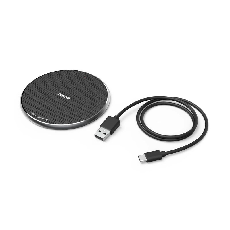 Hama 201683 Wireless Charger "QI-FC10", 10 W, kabelloses Smartphone-Ladepad, Schwarz