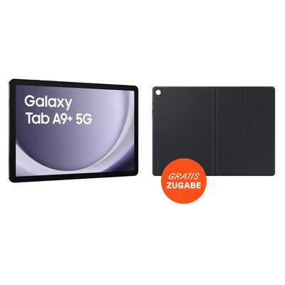 Samsung GALAXY Tab A9+ X216B 5G 64GB graphite Android 13.0 Tablet + Book Cover für Galaxy Tab A9+