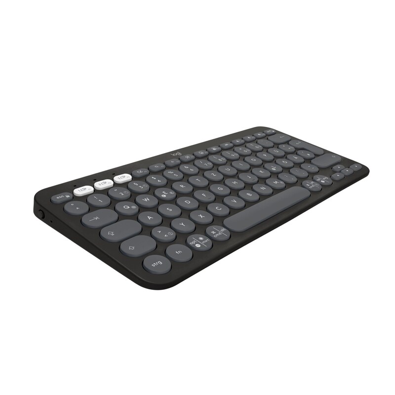 Logitech K380 günstig Kaufen-Logitech Pebble Keys 2 K380S Graphite - Minimalistische kabellose Tastatur. Logitech Pebble Keys 2 K380S Graphite - Minimalistische kabellose Tastatur <![CDATA[• Schlankes, leichtes, minimalistisches Design aus recyceltem Kunststoff • Multi-Device-Pairing