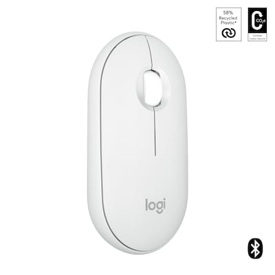 Logitech Pebble Mouse 2 M350S Weiß - Schlanke, kompakte Bluetooth®-Maus