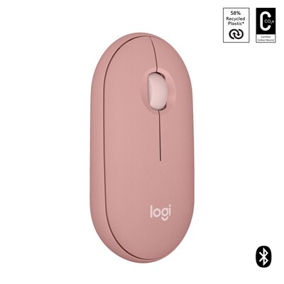 Logitech Pebble Mouse 2 M350S Rosa - Schlanke, kompakte Bluetooth®-Maus