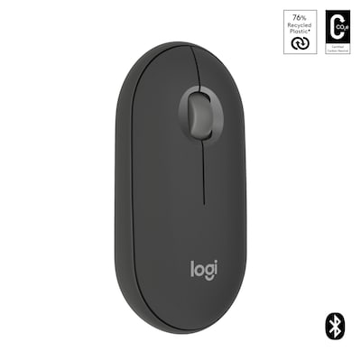 Logitech Pebble Mouse 2 M350S Graphite - Schlanke, kompakte Bluetooth®-Maus