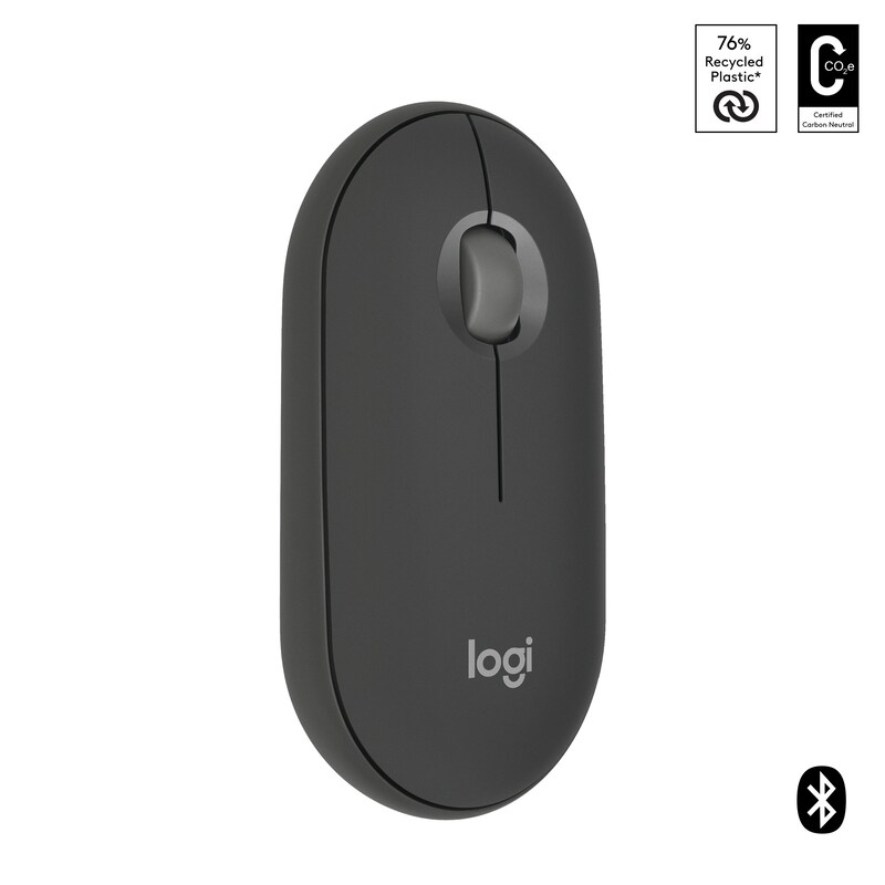 Logitech Pebble Mouse 2 M350S Graphite - Schlanke, kompakte Bluetooth®-Maus