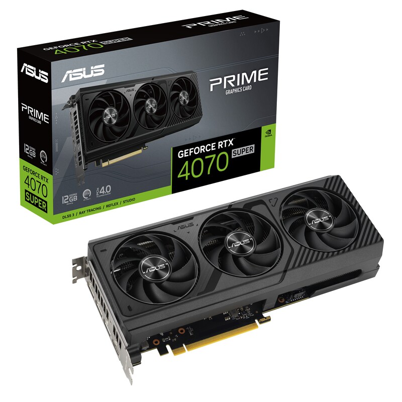 ASUS Prime GeForce RTX 4070 SUPER Gaming Grafikkarte, 12GB GDDR6X, 1x HDMI, 3x DP PCIe 4.0