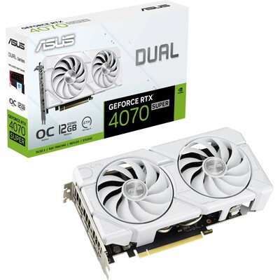 Image of ASUS DUAL GeForce RTX 4070 Super EVO White OC Grafikkarte, 12GB GDDR6X, 1xHDMI, 3xDP, PCIe 4.0