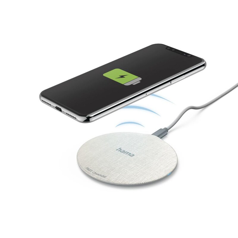 Hama 00201679 Wireless Charger QI-FC10 Metal, 10 W, kabelloses Smartphone-Ladepad, Weiß